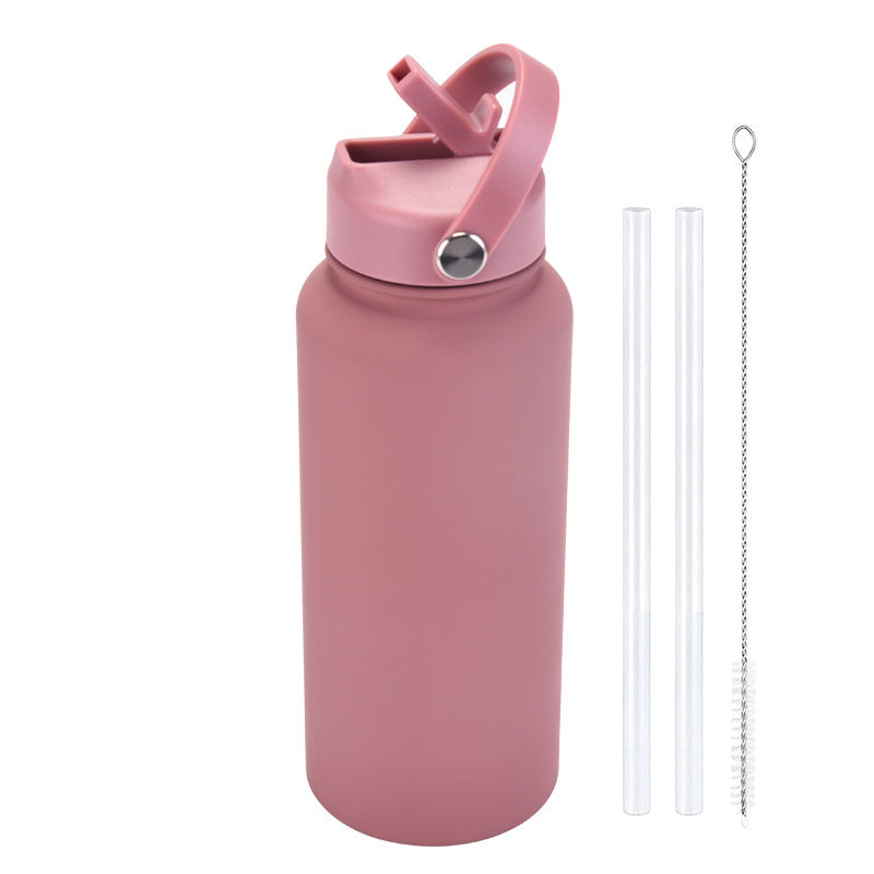 Sports Stainless Steel Large Capacity Straw Warm-keeping Water Cup