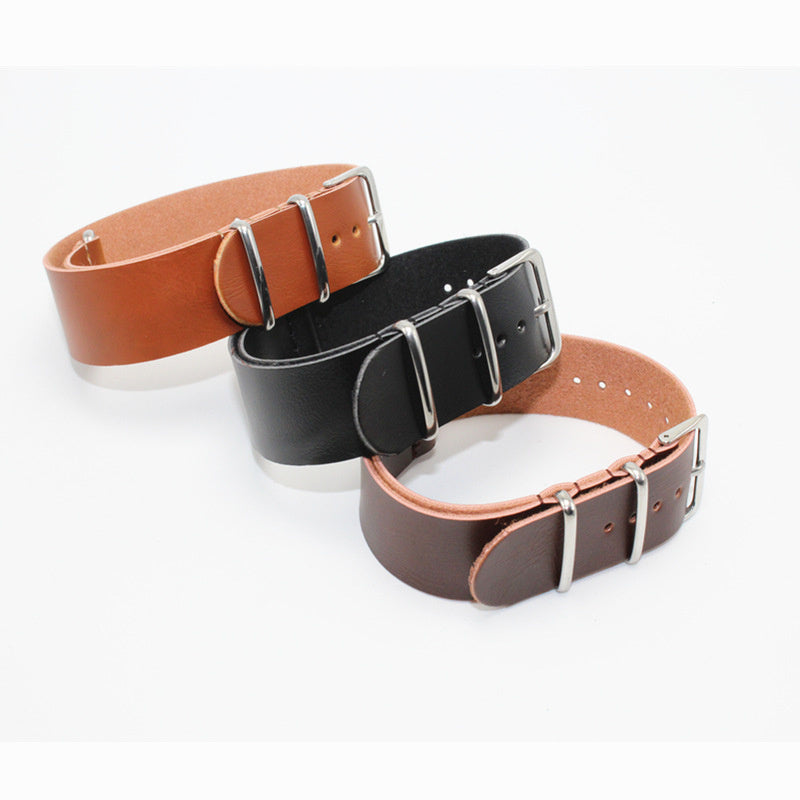 Strap Black Brown Black Brown Watch Accessories Zulu Poly Urethane Leather Strap