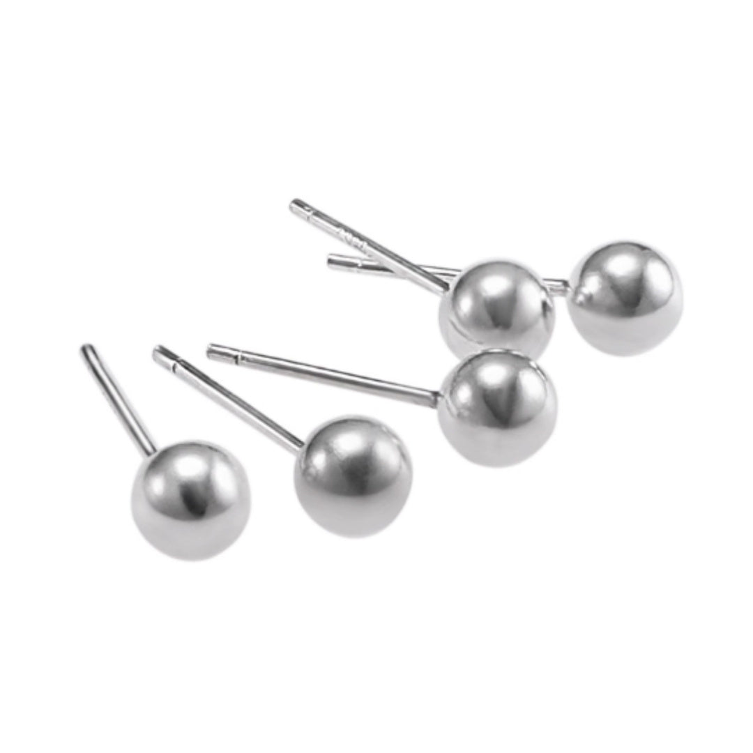 S925 Sterling Silver Bean Ball Simple Earrings
