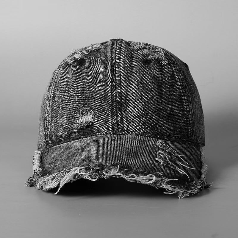 Washed Denim Burr Baseball Cap For Men And Women