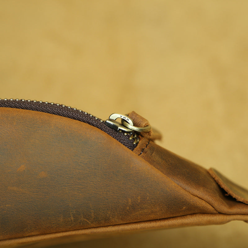 Men's Bag Retro Crazy Horse Leather Chest Bag First Layer Crossbody