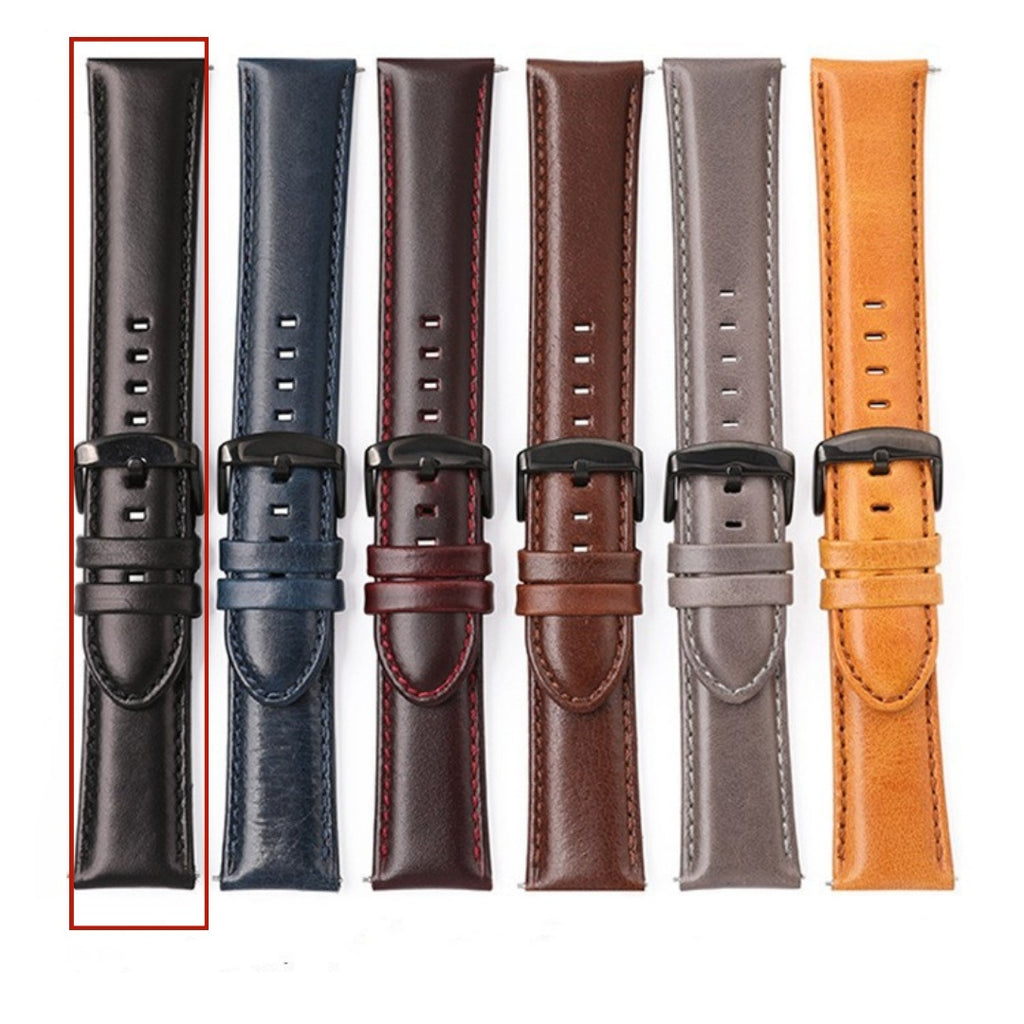 All-match Top Layer Cow Leather Watch Strap Crazy Horse Pattern Leather Smart Watch Band