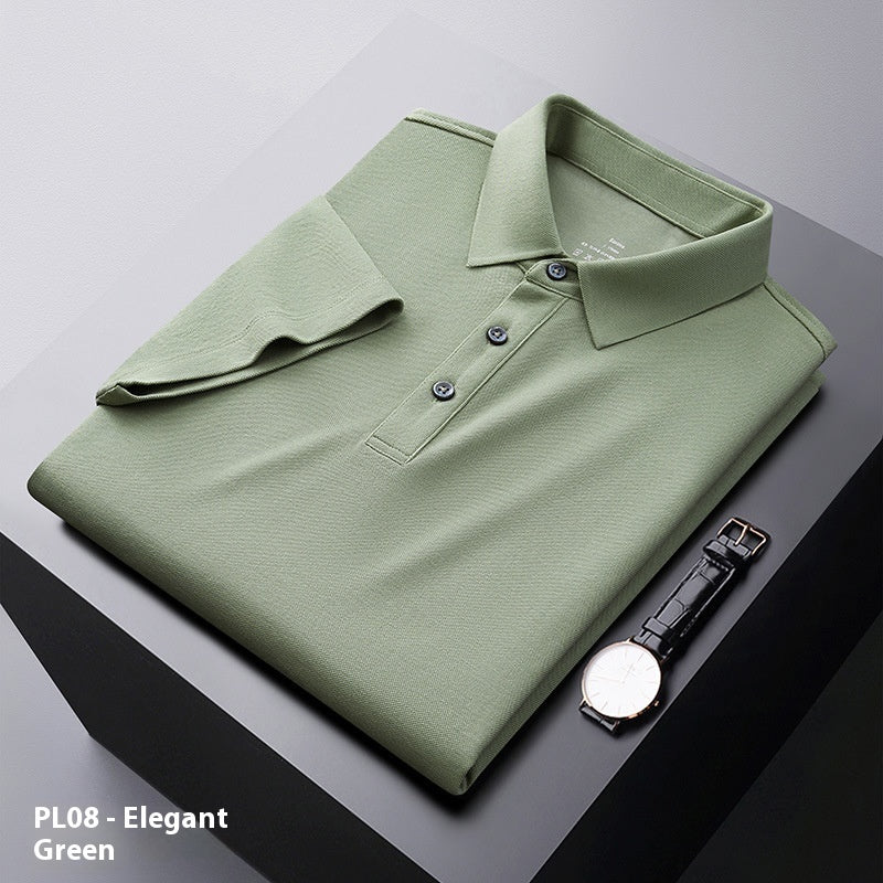 Cool Polo Shirt Men's Solid Color Polo Collar Business Casual Short-sleeved T-shirt