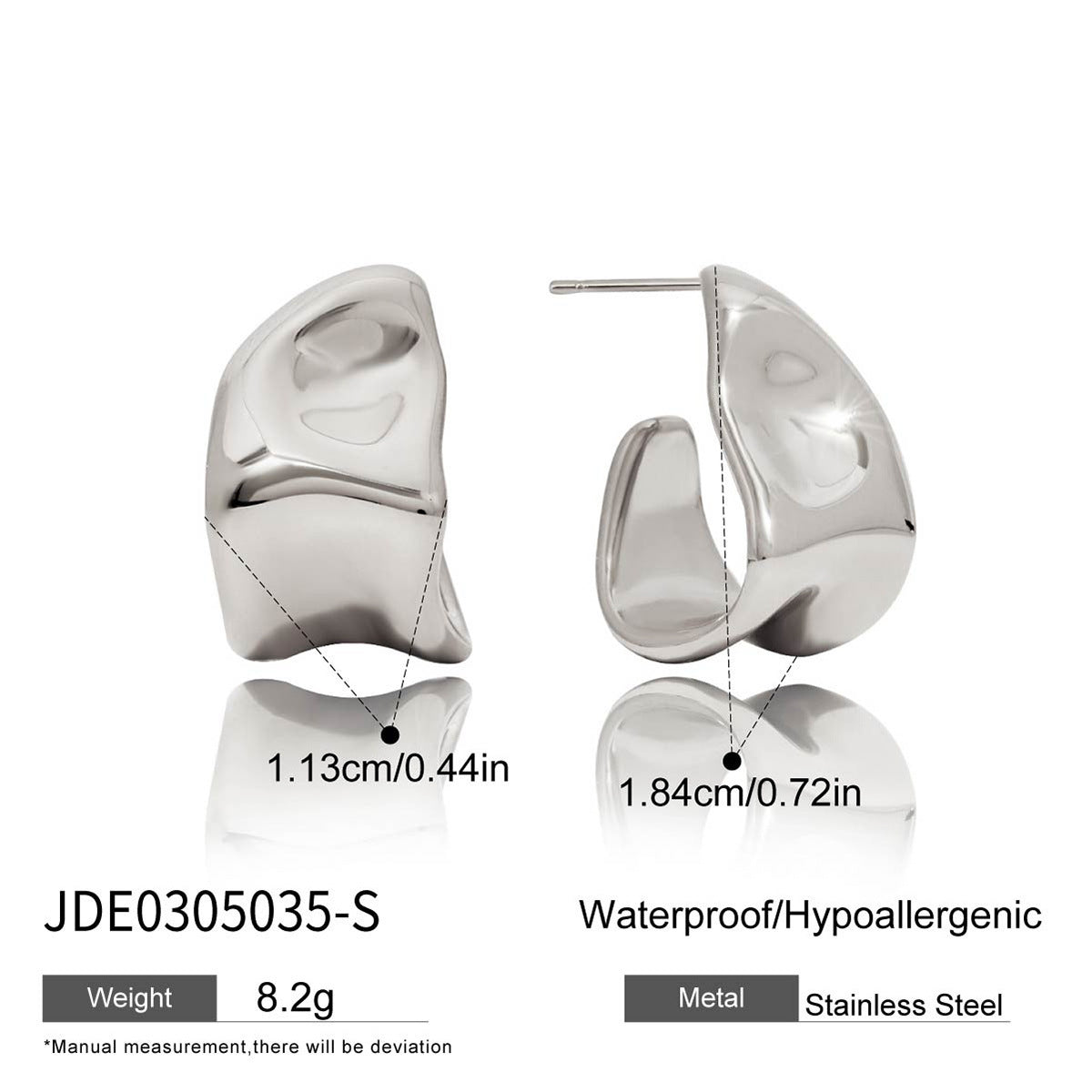 Jieding European And American Stainless Steel C-shaped Ear Studs Light Luxury High Sense