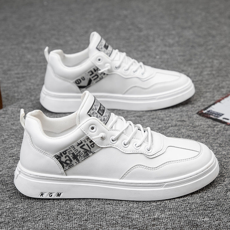 Trendy White Shoes Low Top Flat Bottom