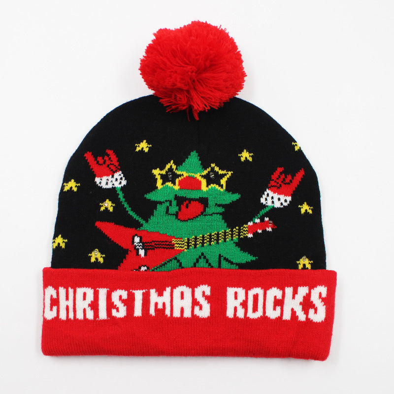 Holiday Party Christmas LED Luminous Knitted Jacquard Knitted Hat