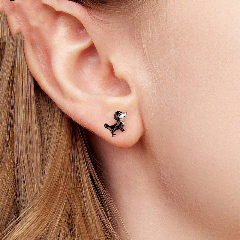 S925 Sterling Silver Puppy Ear Studs Earrings