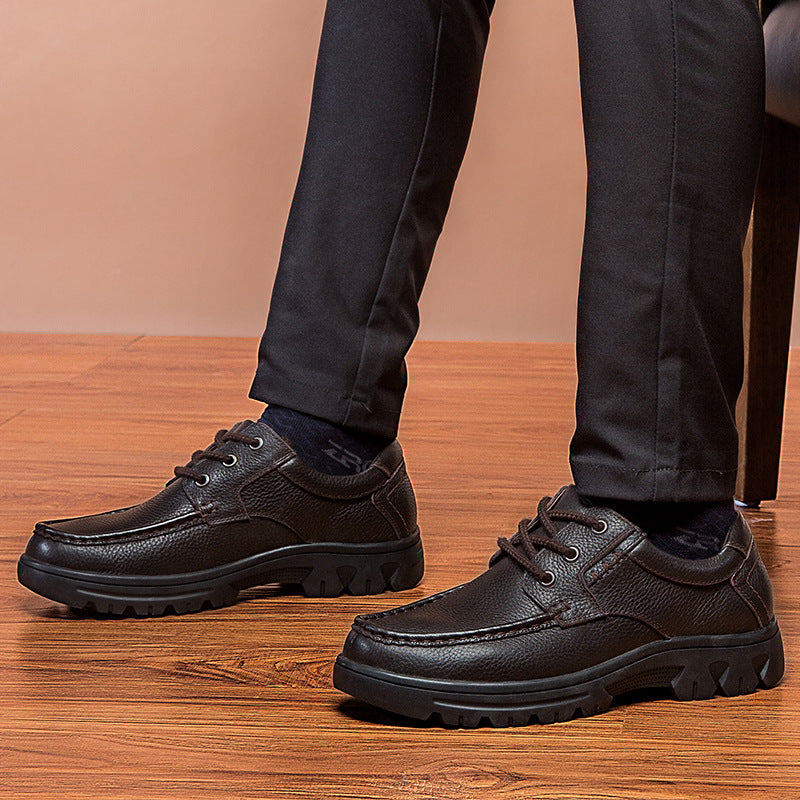 Outdoor Leather Shoes Low-cut Lace-up Casual Shoes Cowhide Work Boots