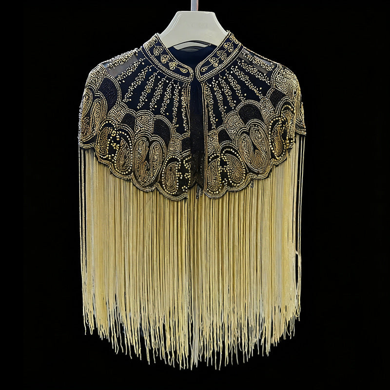 Heavy-duty Beaded Tassel Design Shawl Coat