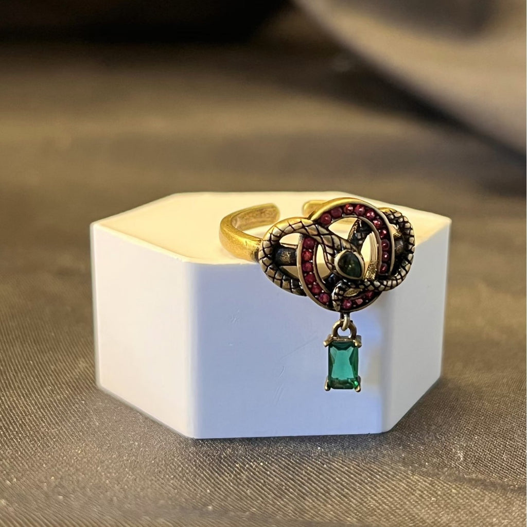 Xiao Vintage Snake Electroplated Black Gold Ring