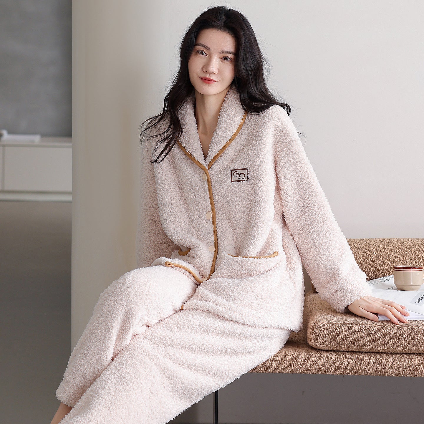 Women's Flannel Warm Cardigan Thickened Pajamas