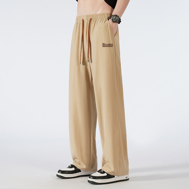 Straight Ice Silk Leisure Trousers For Men