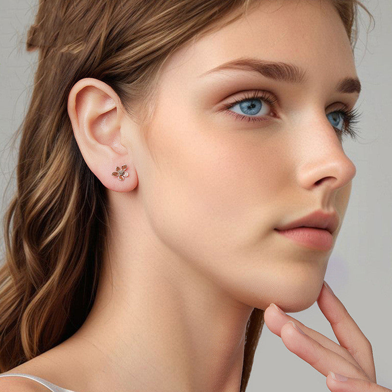 S925 Sterling Silver Autumn Flower Ear Studs
