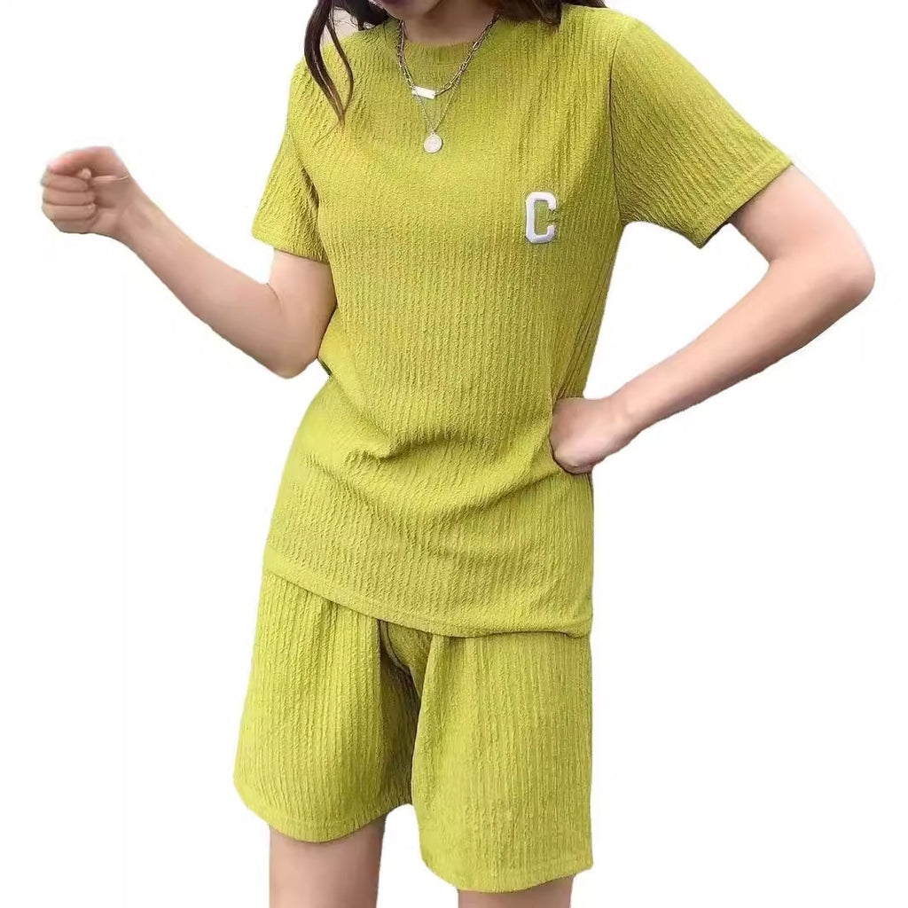 Short Sleeve Round Neck T-shirt Shorts Casual Pants Suit
