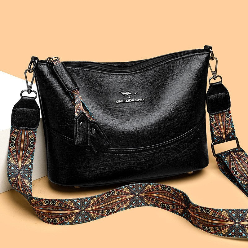 2024 New Women's Bucket Bag Soft Leather One-shoulder Crossbody