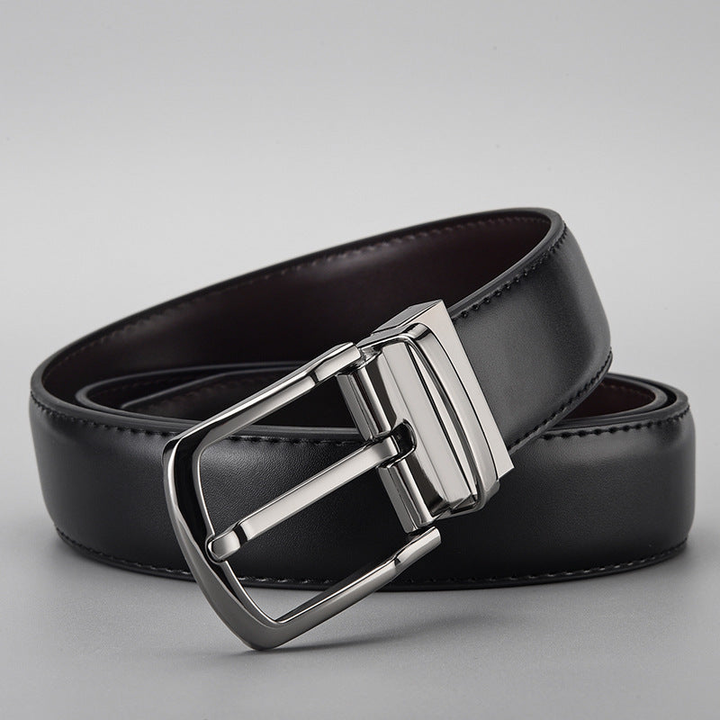 Gentleman Business Style Men's Leather Business Rotation Pin Buckle Belt
