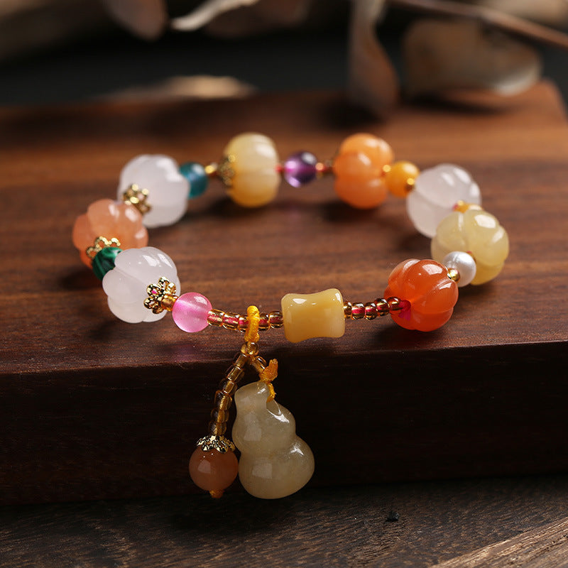 Natural Xinjiang Pumpkin Beads Bracelet Couple Retro Ethnic