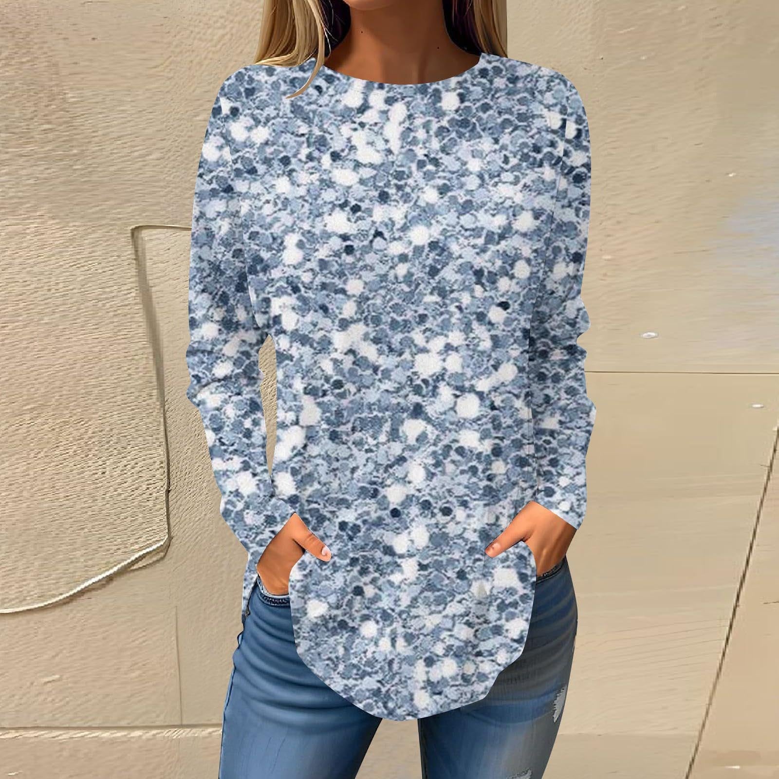 Women's Printed Wear Leisure Round Neck Long Sleeve Top