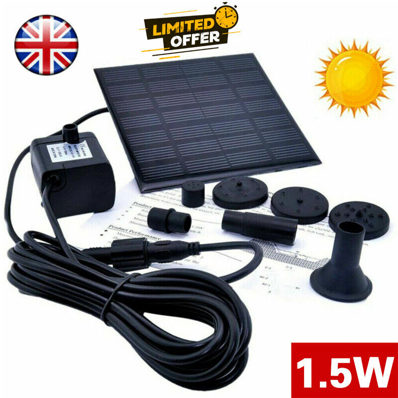 Solar Panel Powered Water Feature Garden Pool Pond Fish Aquarium Fountain