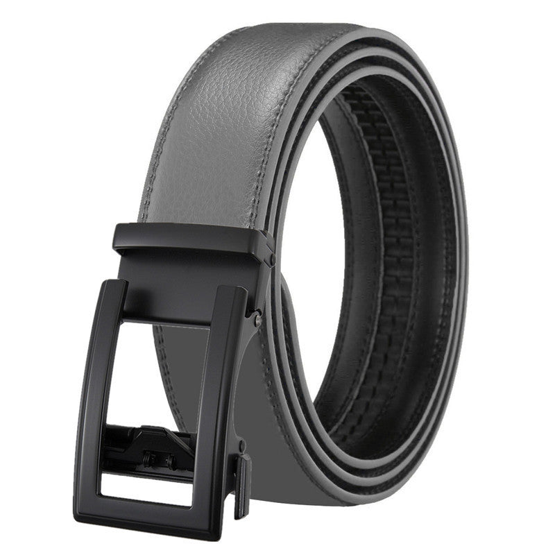 Men's Leather Belt Automatic Buckle Two-layer Cowhide Hollow