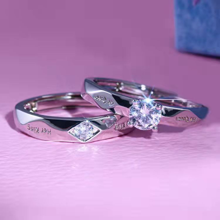 Couple Couple Rings Open Mouth White Gold Plated Men And Women