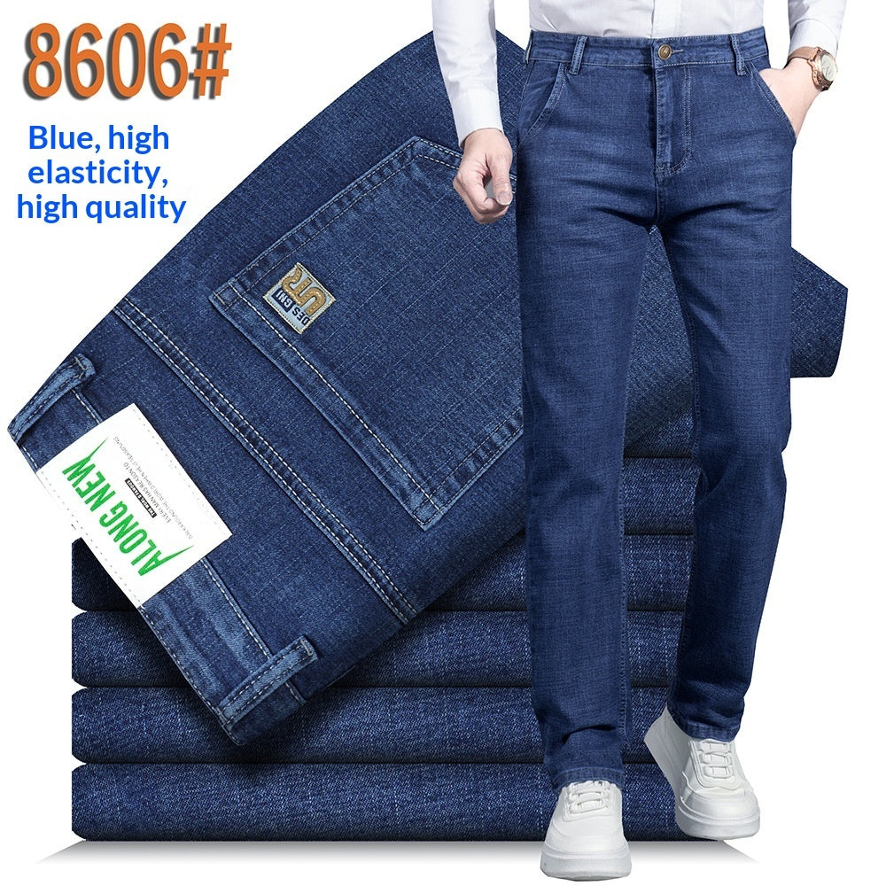 Summer Business Formal Jeans For Men Loose Straight-Leg Stretchy Slim-Fit Casual And Professional Wear