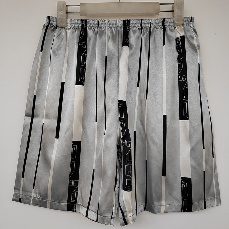 Men's Simple Home 5-point Silk Ice Silk Shorts