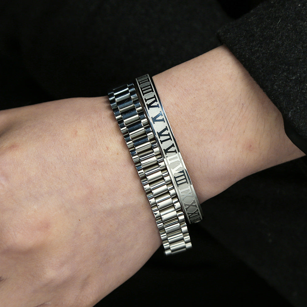 Titanium Steel Bracelet Suit Punk Creative Personality Roman