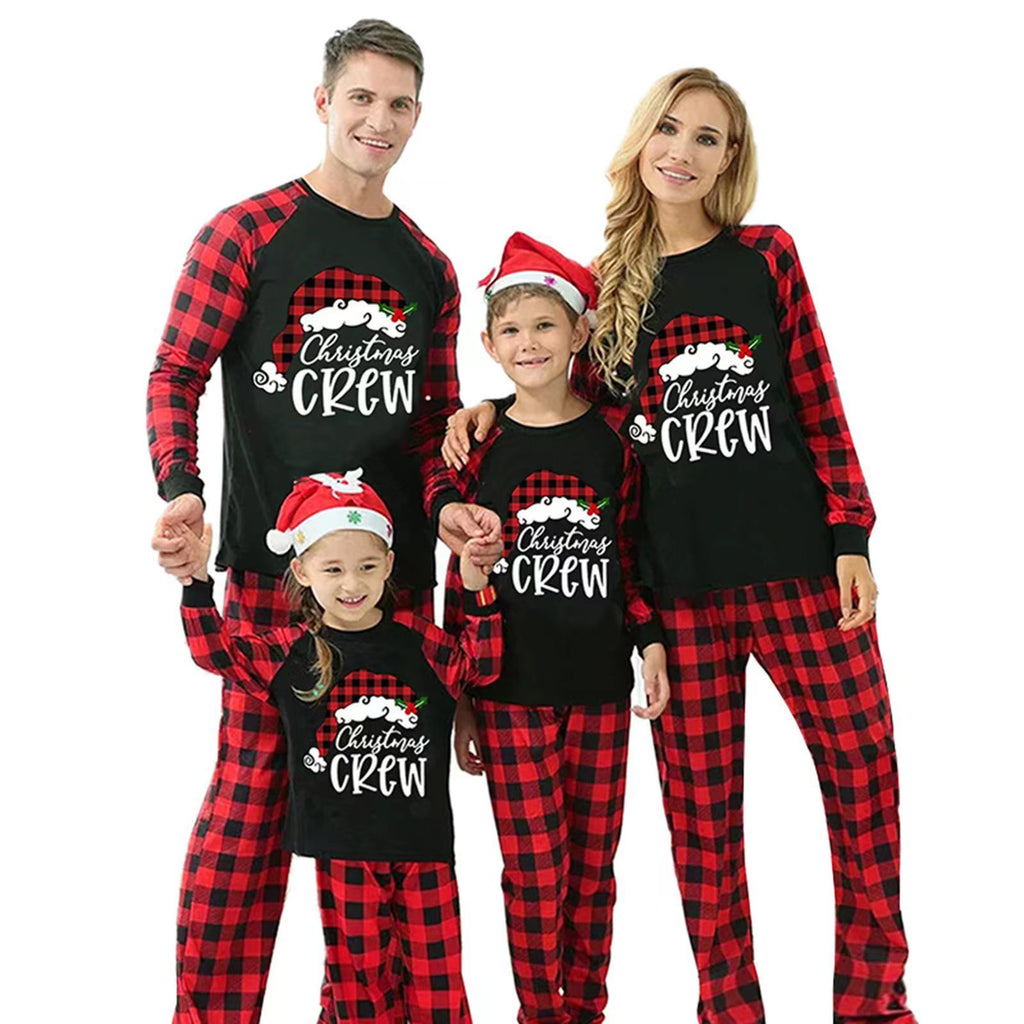 Checkered Cotton Parent-child Christmas Home Pajama Set