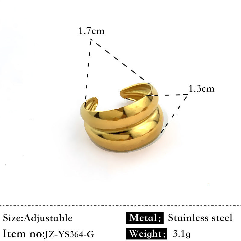 Stainless Steel Contrast Color Plating 18K Stitching Ring