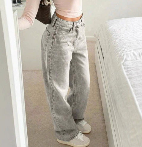 Loose Straight-fit High-waisted Wide-leg Pants