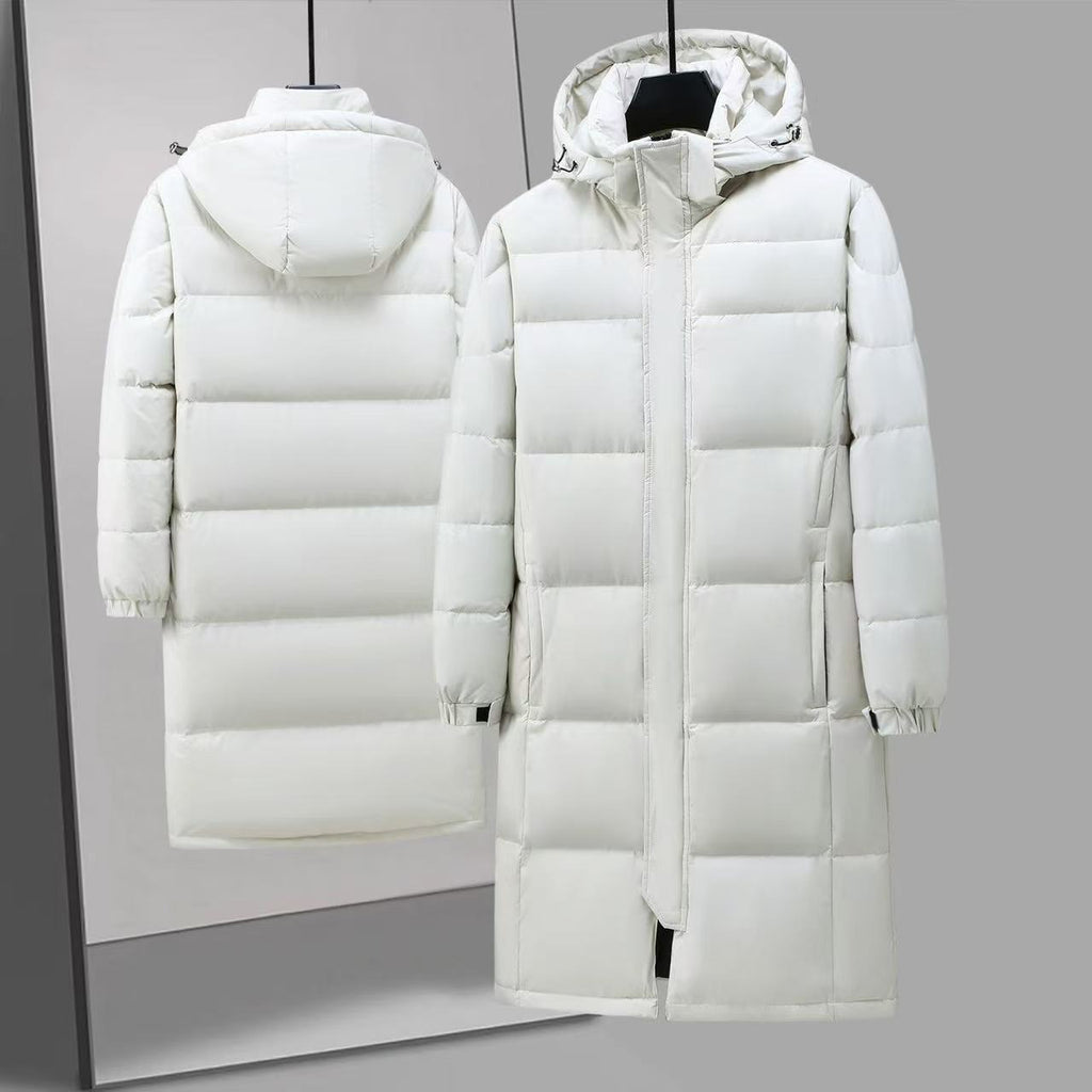 Mid-length Couple Men's And Women's Winter Down Hooded Jacket