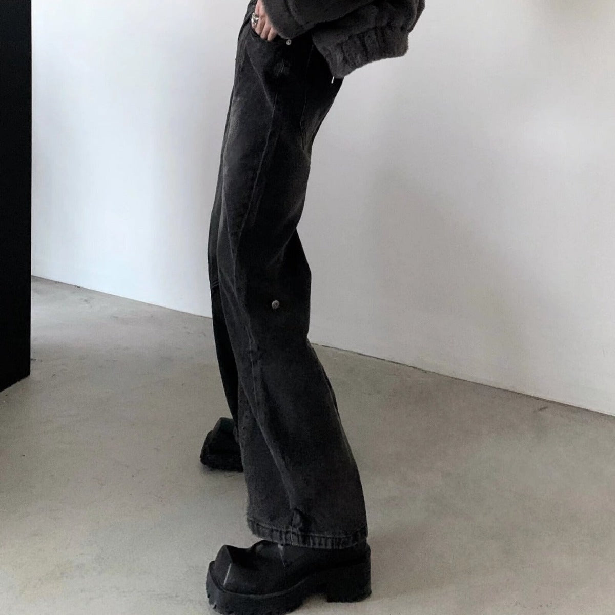 Heavy Industry Retro Washed Wide-leg Trousers