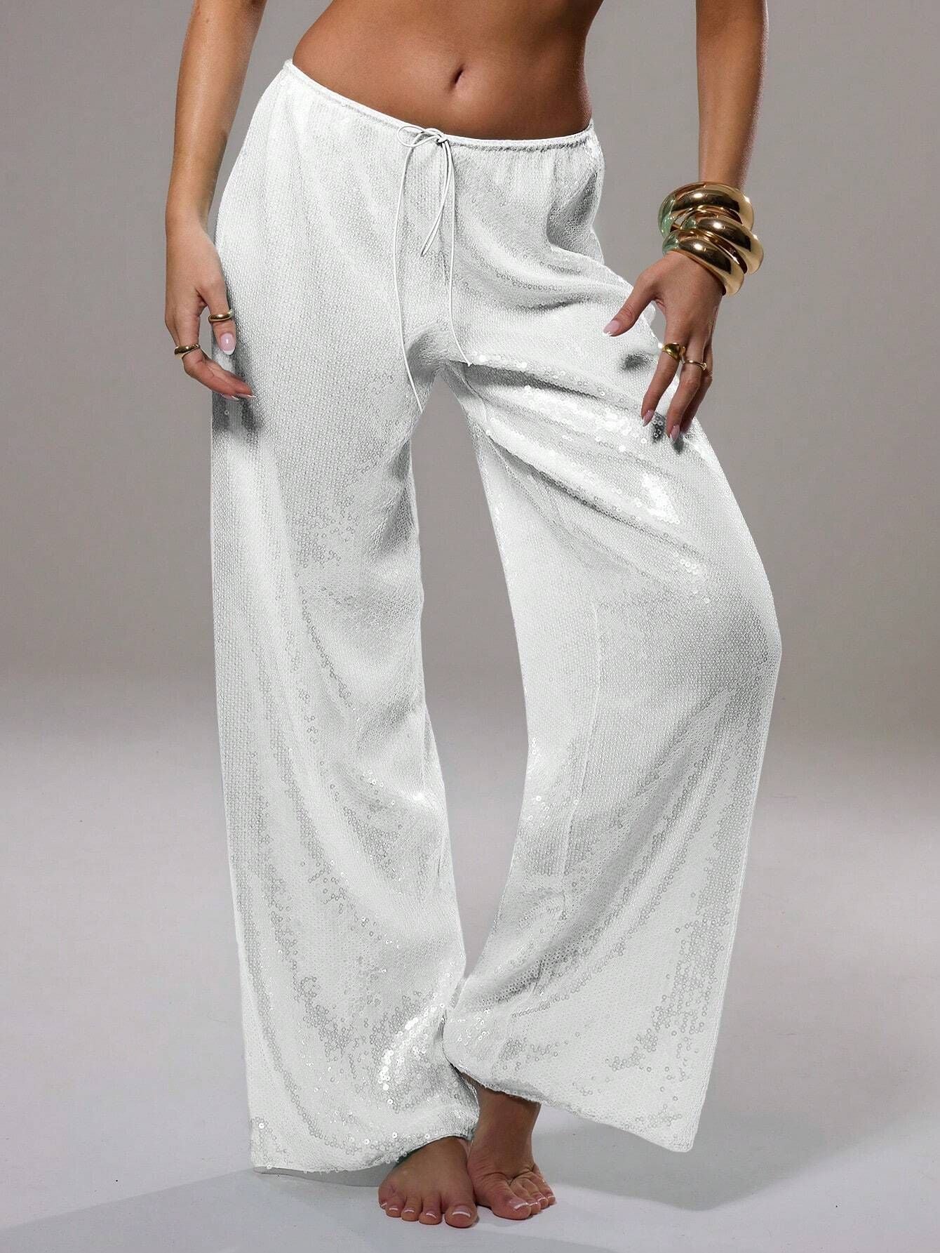 Casual Women's Clothing Loose Sequins Slim Trousers