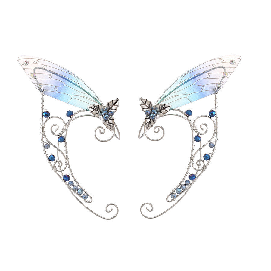 New Design Non-piercing Ear Clip Wings Crystal Earrings