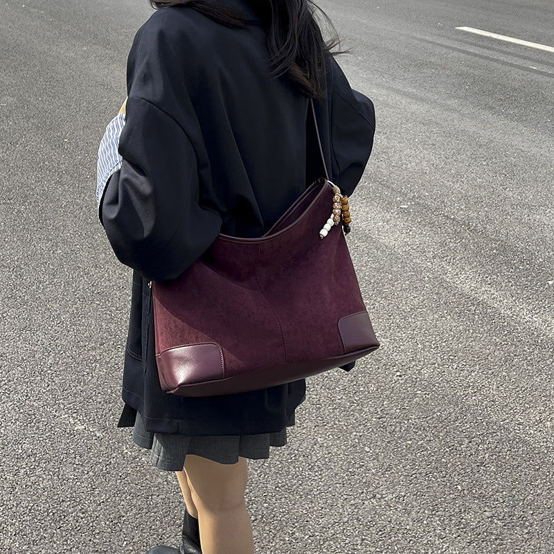 Women's Leather Large-capacity Suede Shoulder Crossbody