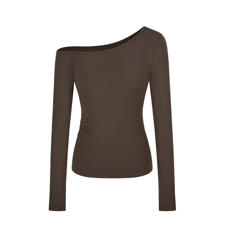 Pure Hot Girl Slim-fit Slimming And Shoulder Hollow Long-sleeved T-shirt Women's Top