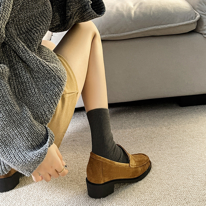 Vintage Crumpled Le Brown British Style Small Man Shoes With Hidden Heels