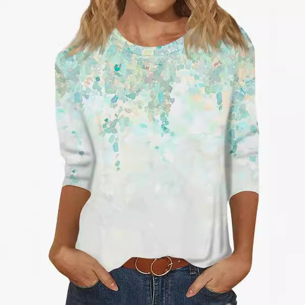 Women's 3d Digital Printing Round Neck Top