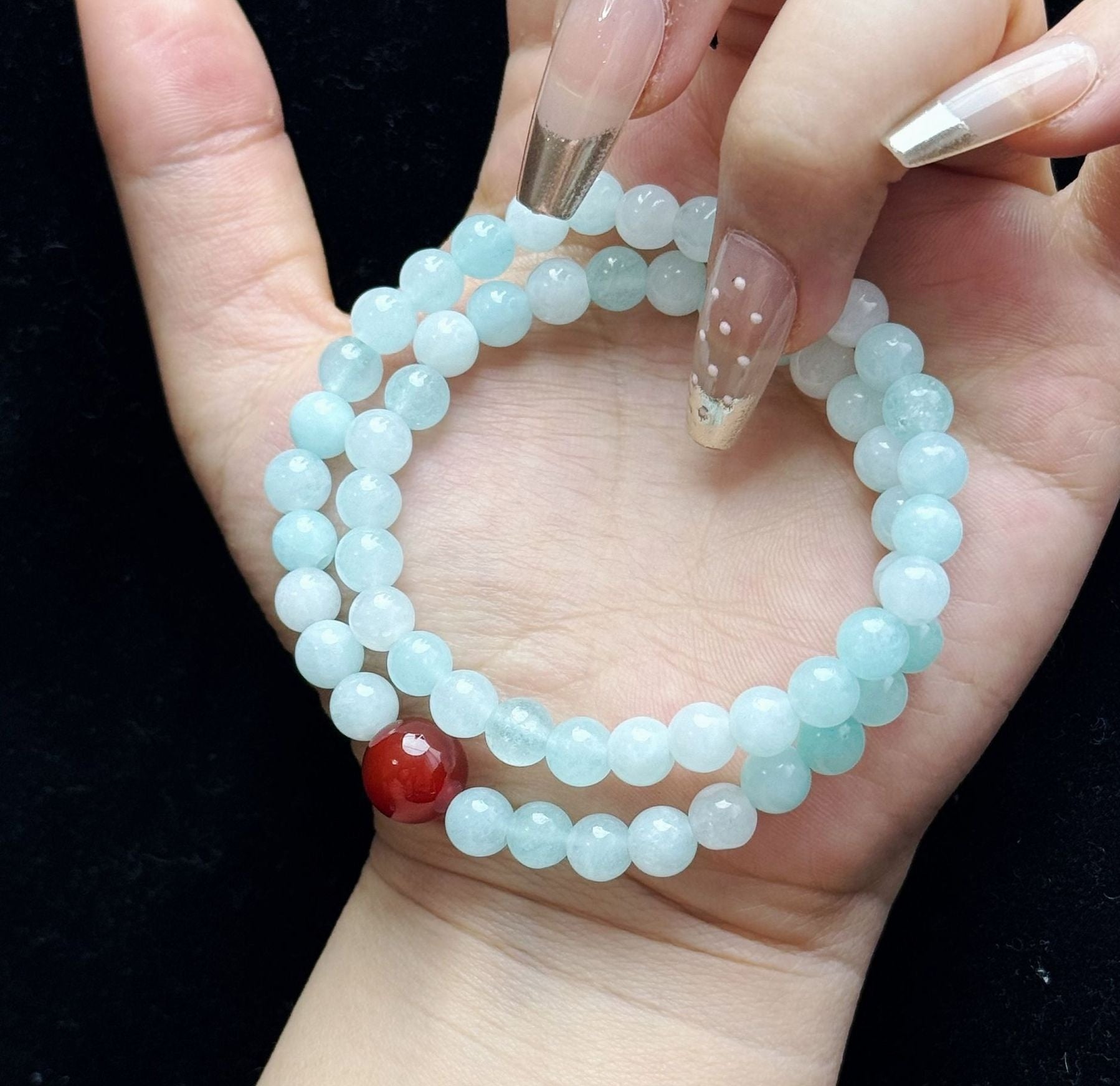 Sunstone Double Circle High Goods Aquamarine Slip Multi-Circle Bracelet