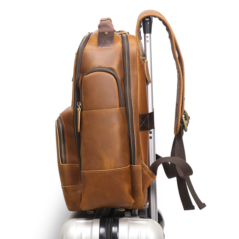 Retro Leather Backpack Trolley Case