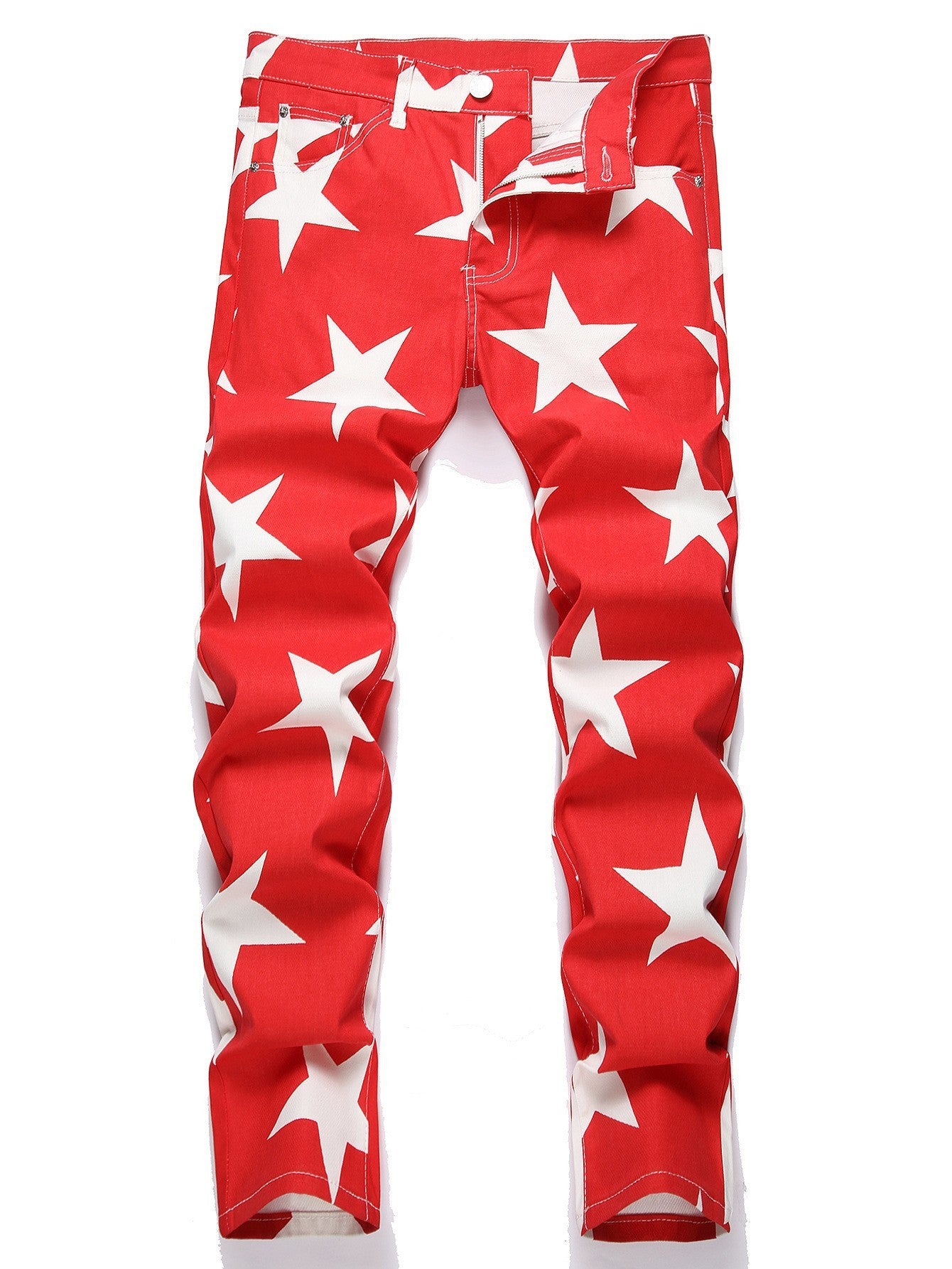 Stretch Washed UNF Raw Denim Fashion Straight Trousers Jeans Men's Pants