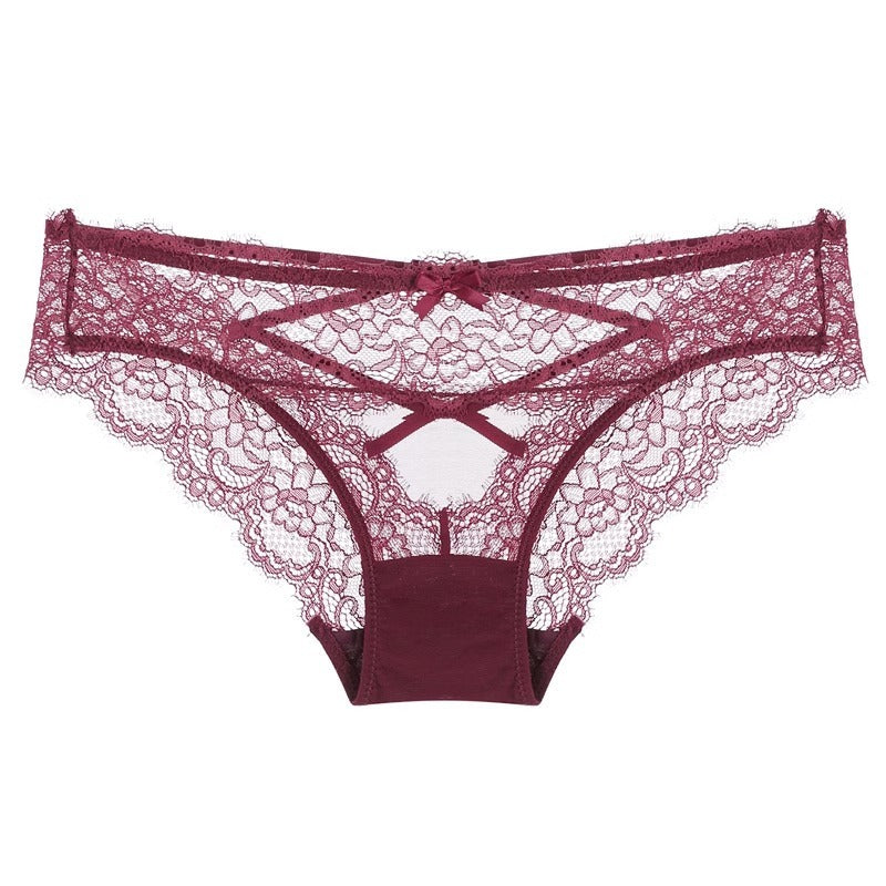 Cross Hollow Girl Transparent Low Waist Women's Briefs Breathable