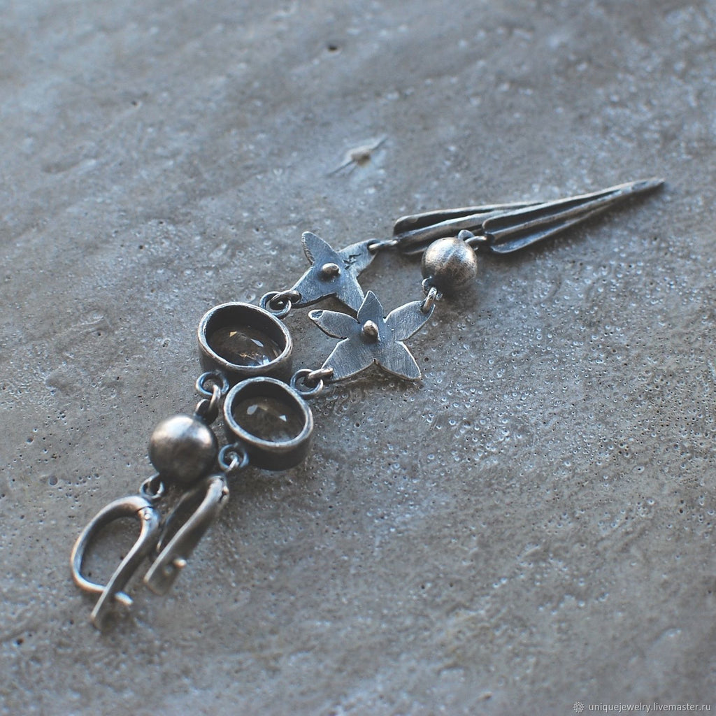 Hesheng New Geometric Ancient Silver-plated Long Rhinestone XINGX Pendant Earrings