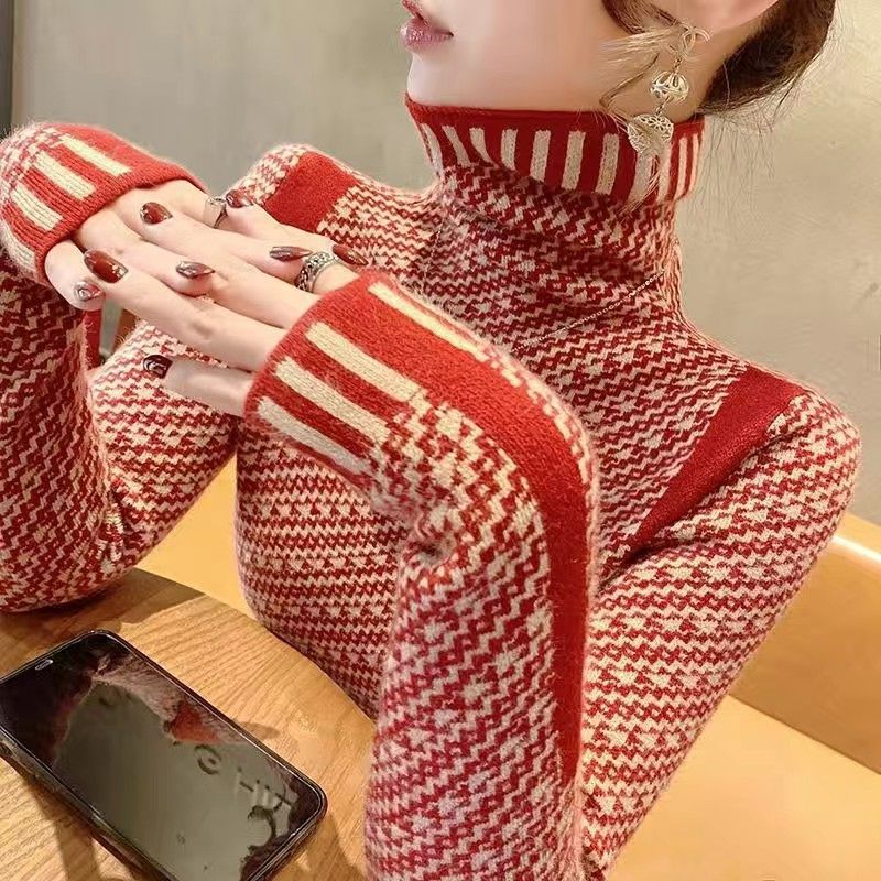 Womens High End Color-block Knit Top
