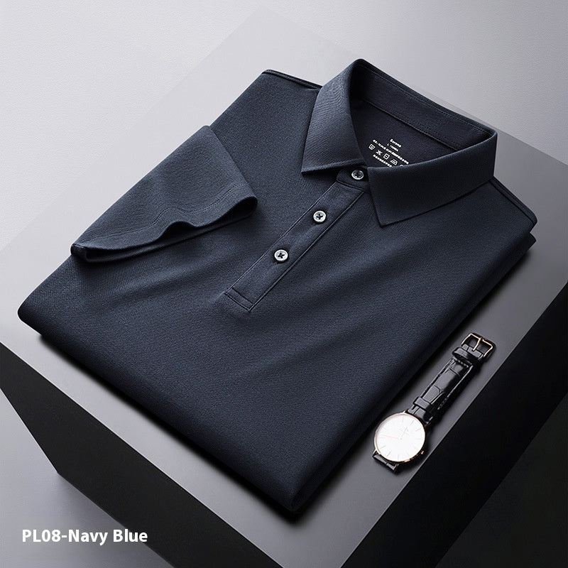Cool Polo Shirt Men's Solid Color Polo Collar Business Casual Short-sleeved T-shirt