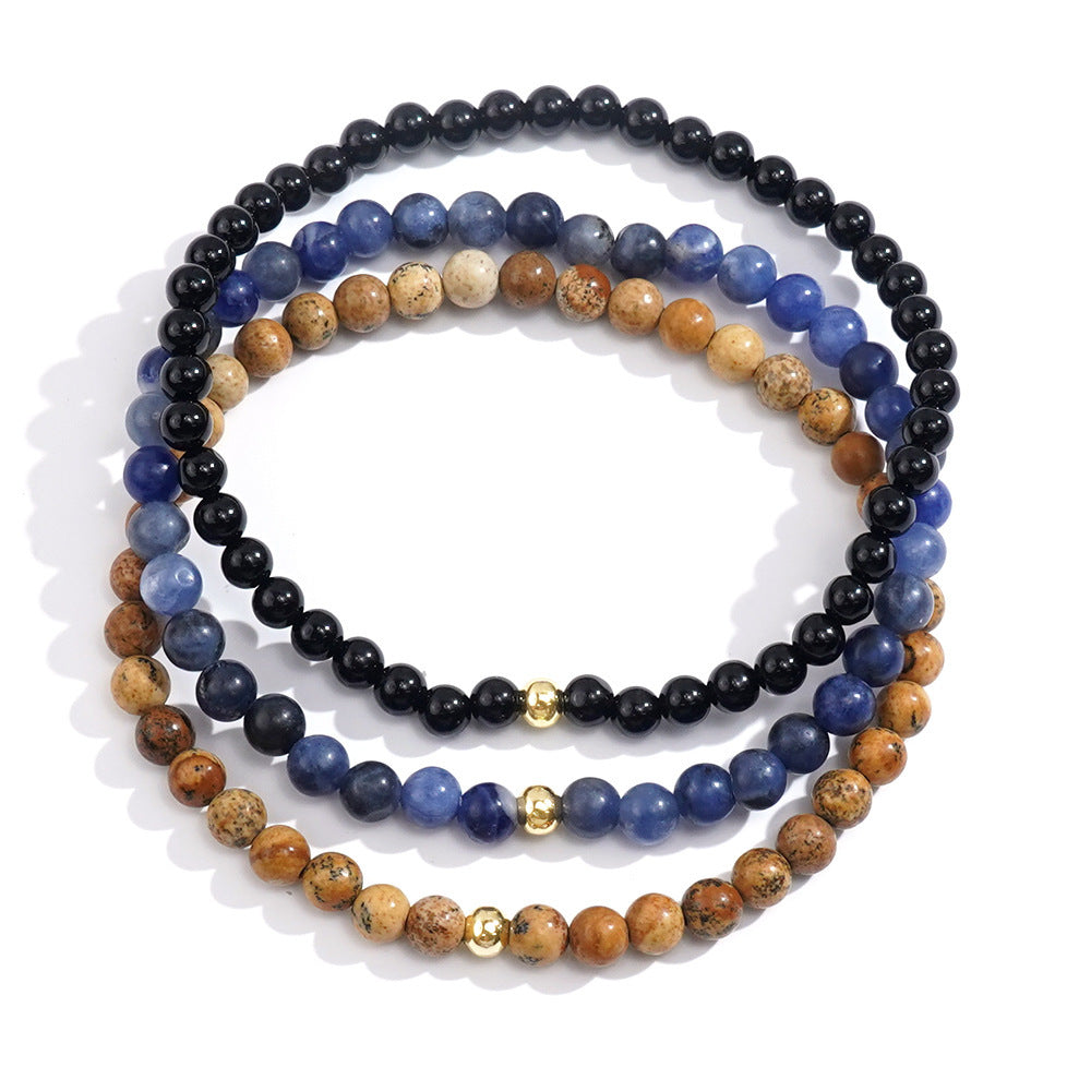 Natural Semi-precious Stone Beads String Men's Bracelet