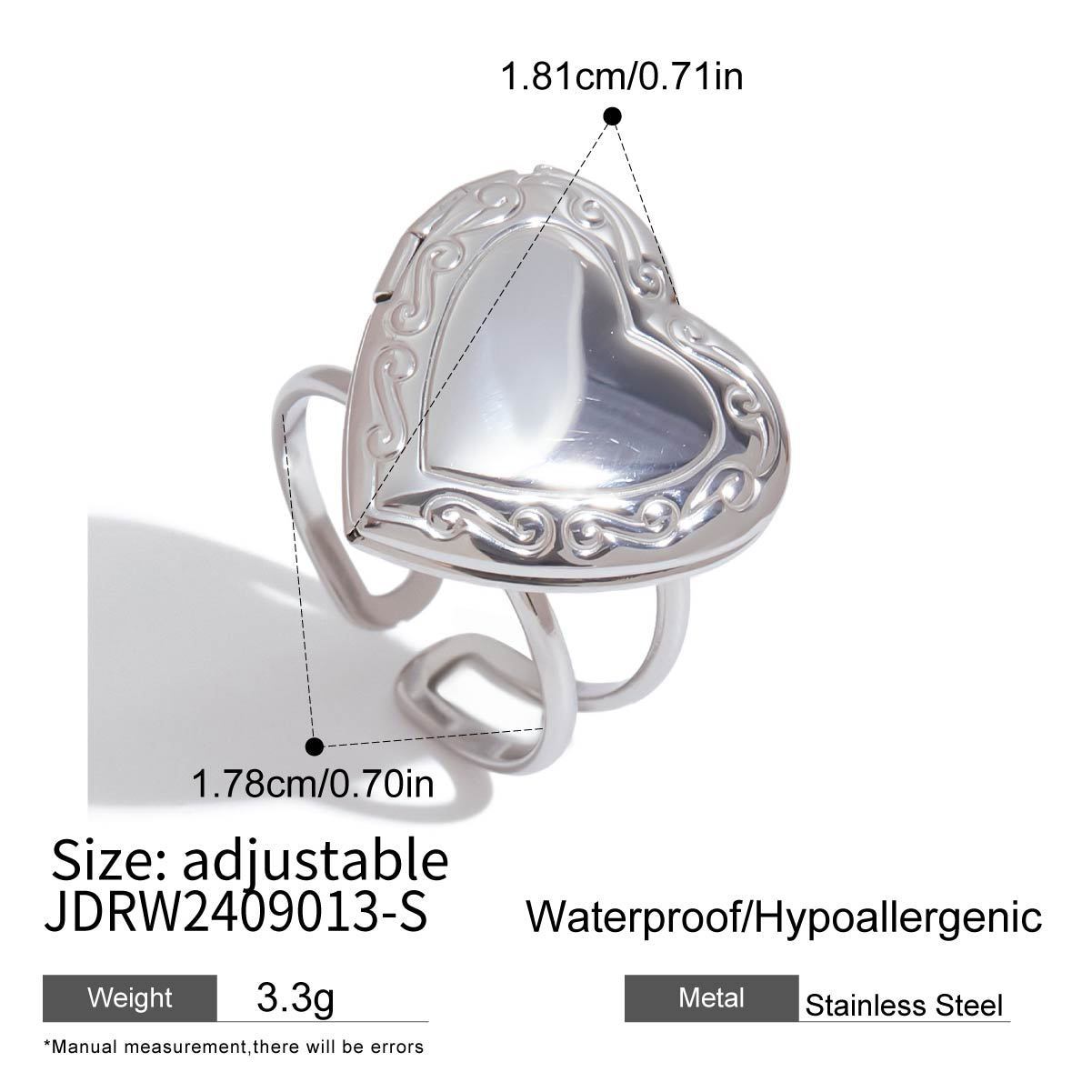 Stainless Steel Love Heart-shaped Ring
