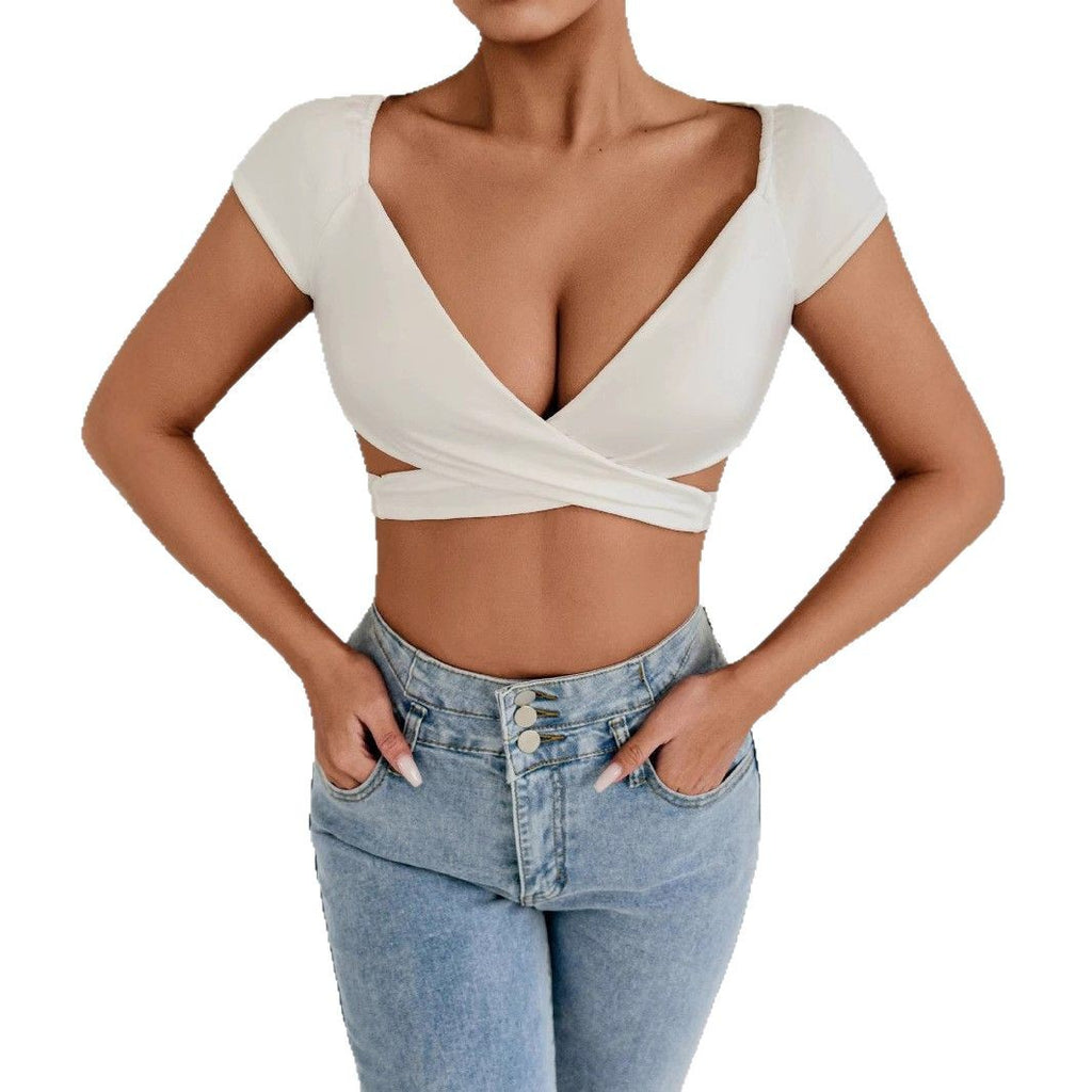 Fashionable Short-Sleeve Figure-Lifting Womens Top