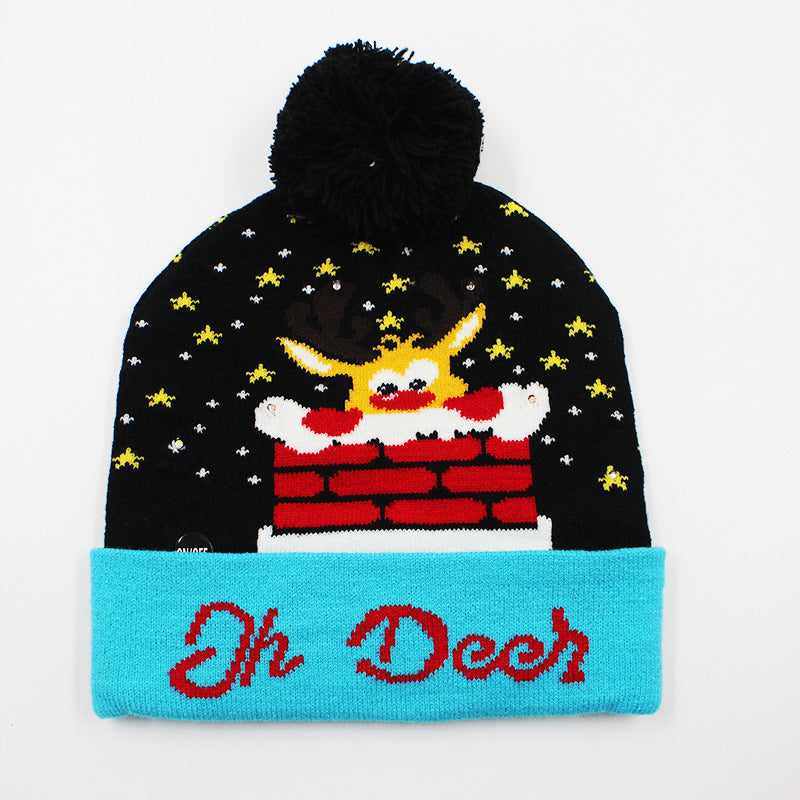 Holiday Party Christmas LED Luminous Knitted Jacquard Knitted Hat